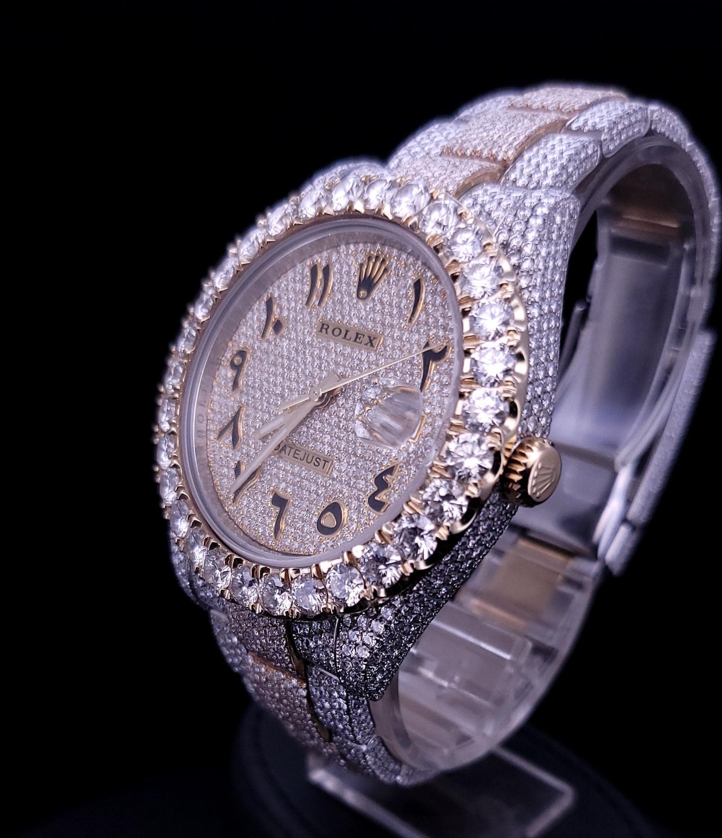 Rolex Datejust 41 mm Diamond Iced Out 25 Carats Arabic two tone Watch