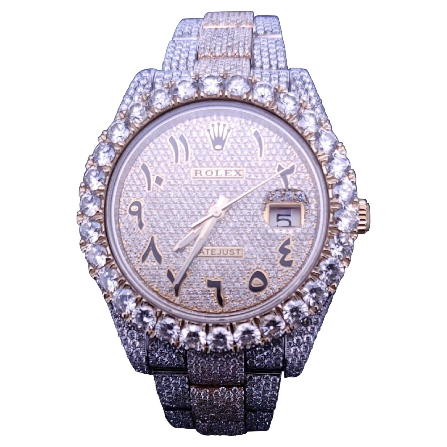 Rolex Datejust 41 mm Diamond Iced Out 25 Carats Arabic two tone Watch