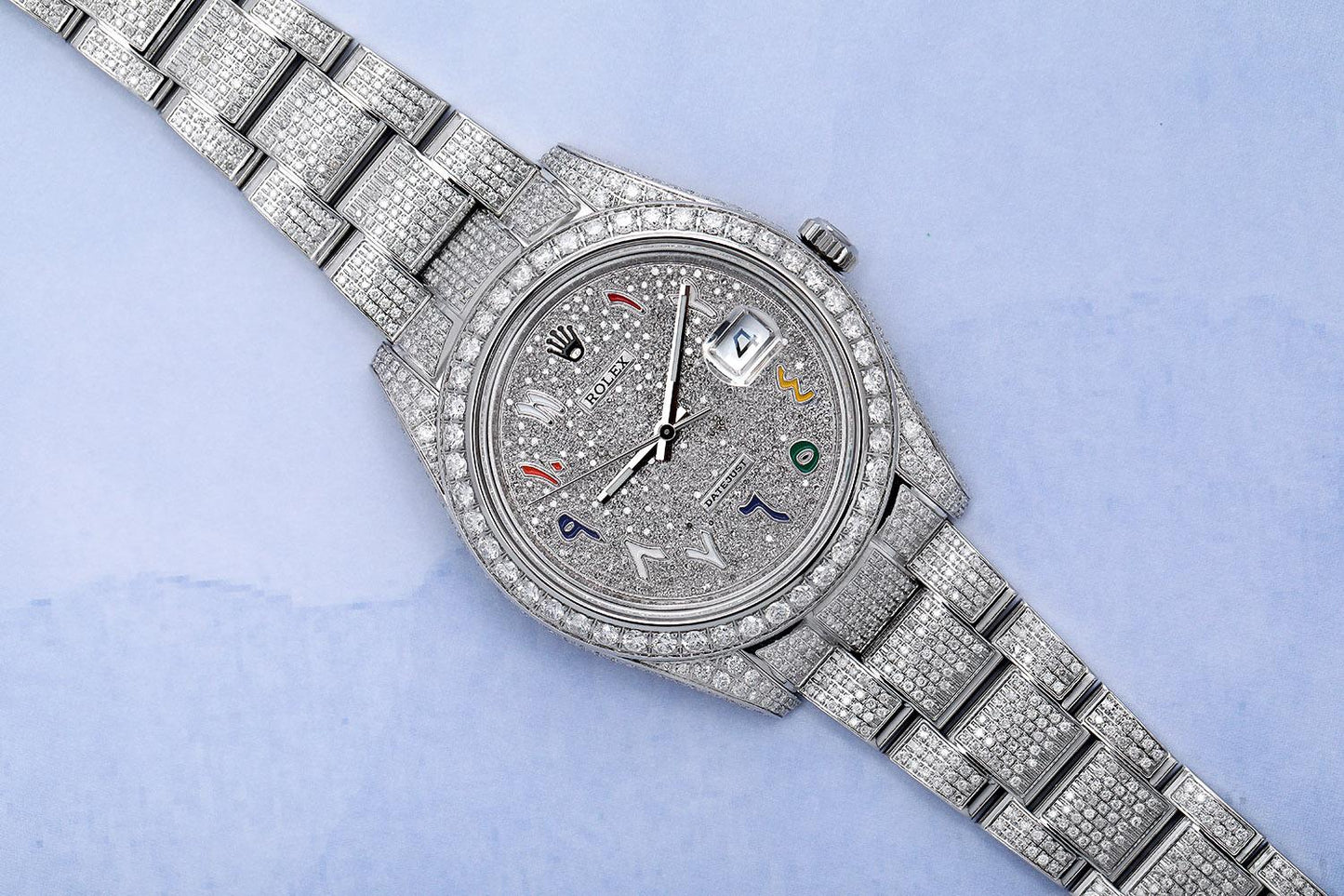Rolex Datejust II Stainless Steel Luxury Fully Iced Out Watch 116300