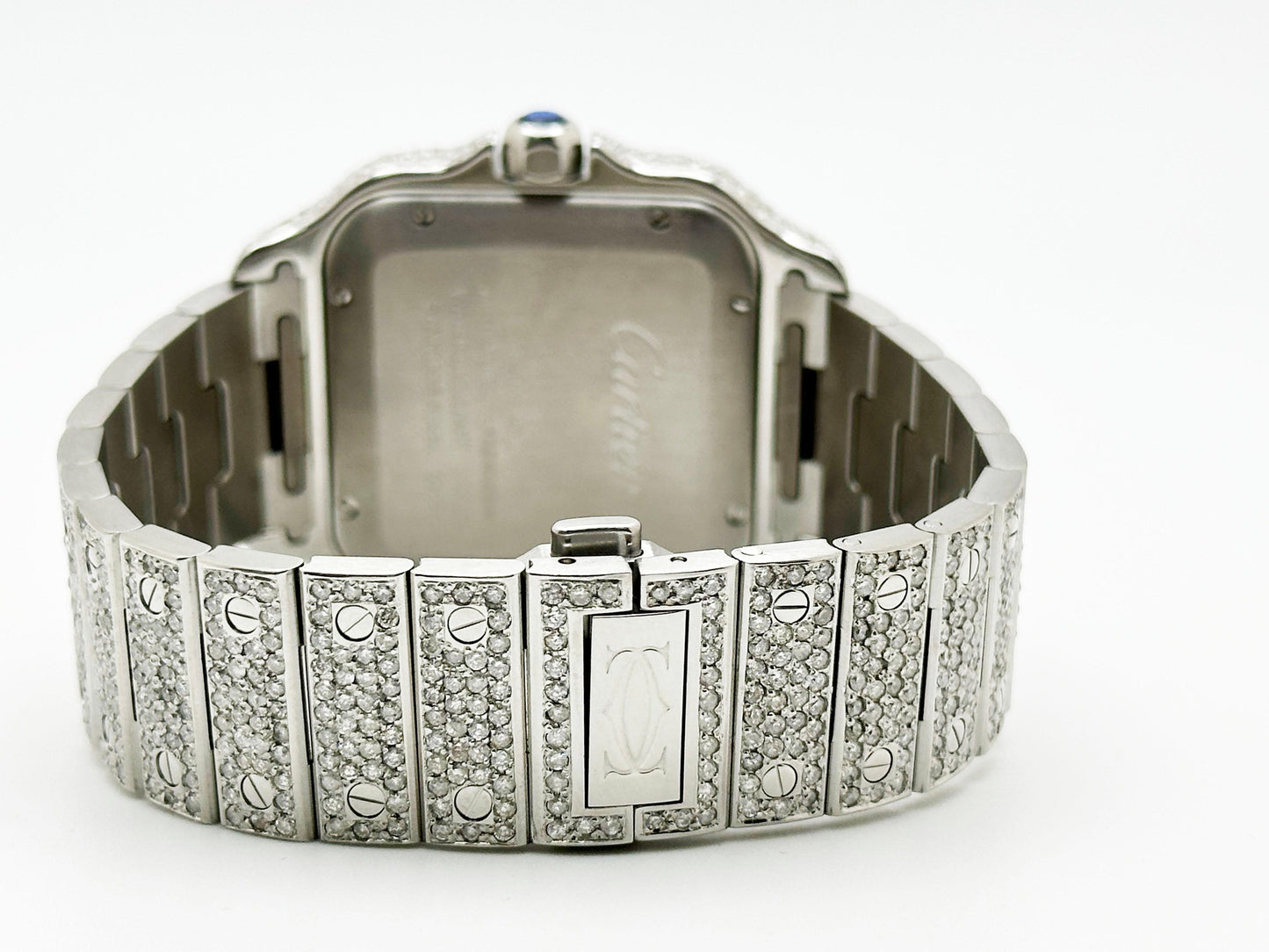Cartier Santos Ref 4072 WSSA0018 Diamond Dial Diamond Band Case Steel Box Paper