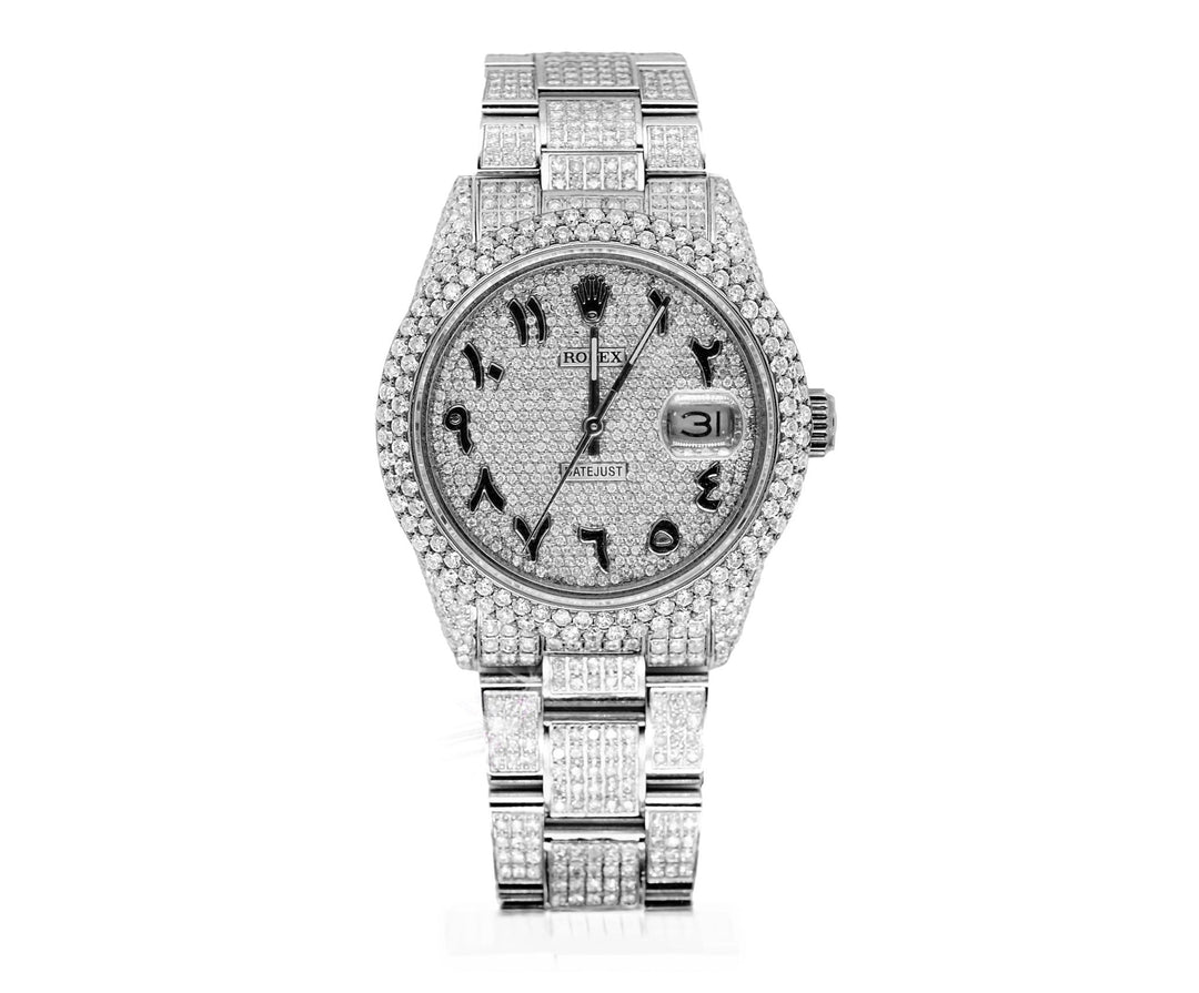 Rolex 36mm Datejust Full Diamonds - Custom Arabic Dial 11.0ct