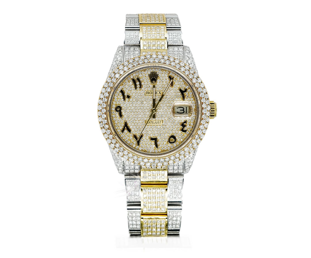 Rolex 36mm Datejust Full Diamonds - Custom Arabic Dial 11.0ct