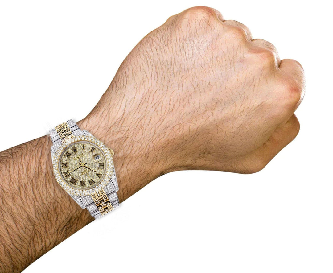Rolex 36mm Datejust Full Diamonds - Custom Roman Dial 11.0ct