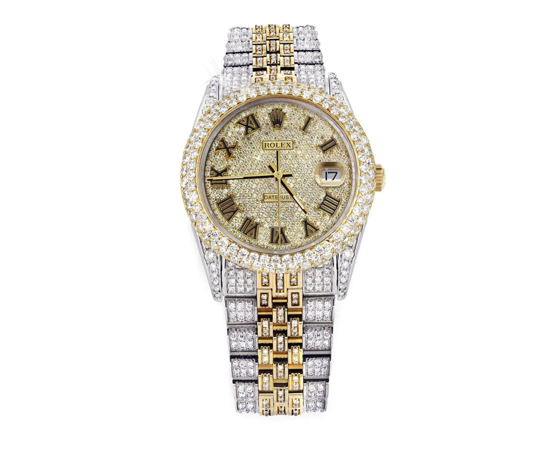 Rolex 36mm Datejust Full Diamonds - Custom Roman Dial 11.0ct