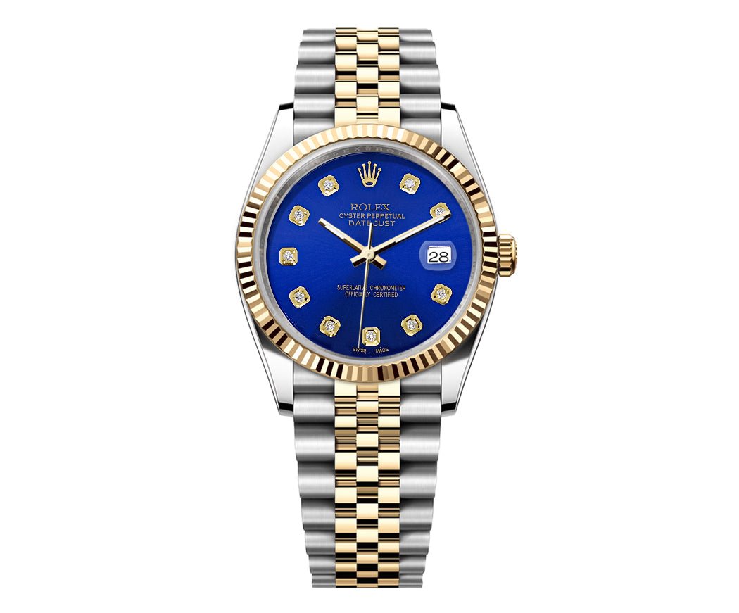 Rolex Date-Just 36mm Jubilee 2 Tone-Blue Gem Dial