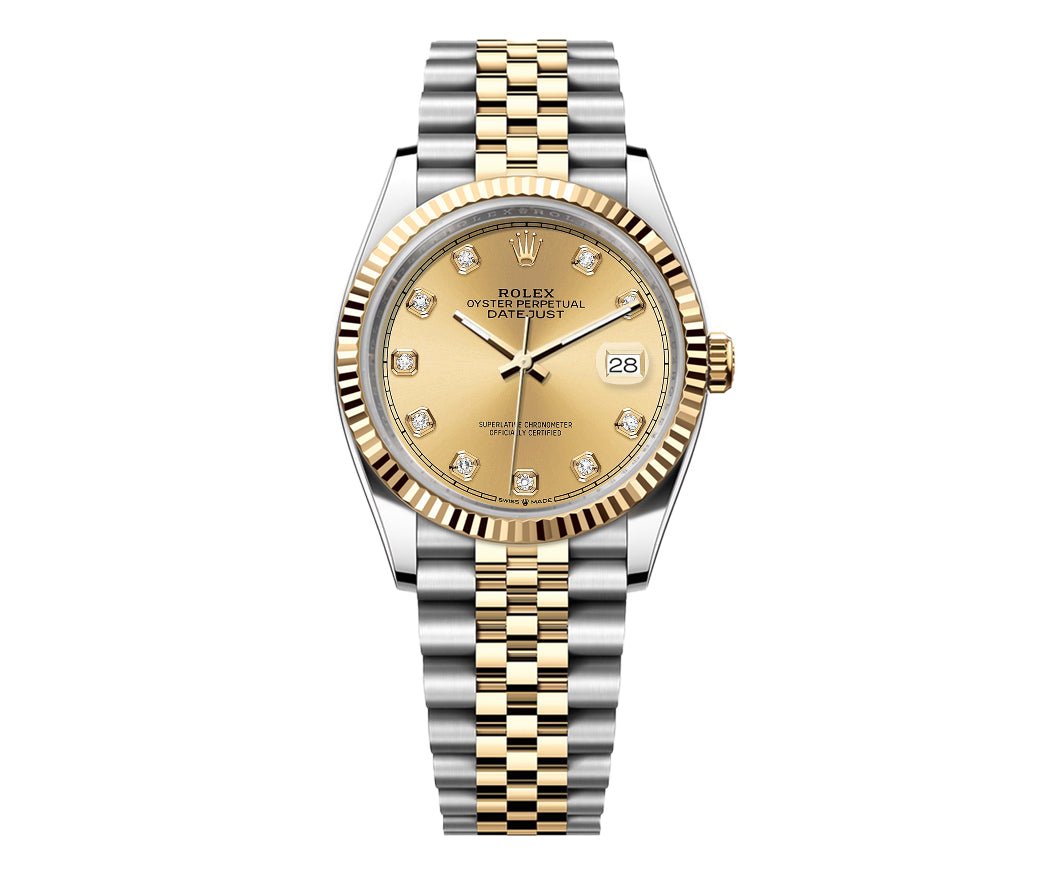 Rolex Date-Just 36mm Jubilee 2 Tone-Champagne Gem Dial