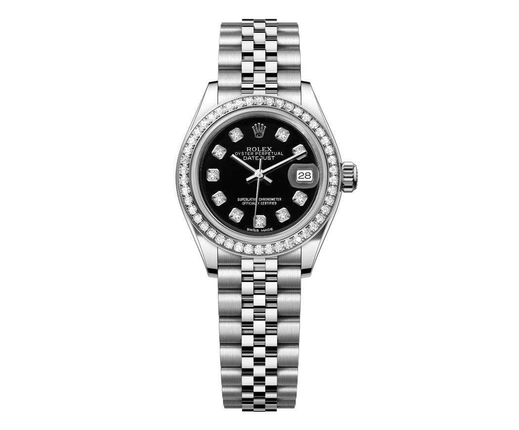 Rolex DateJust 26mm Black Dial-Diamond Bezel 1.50ct