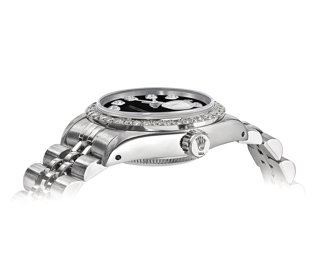 Rolex DateJust 26mm Black Dial-Diamond Bezel 1.50ct