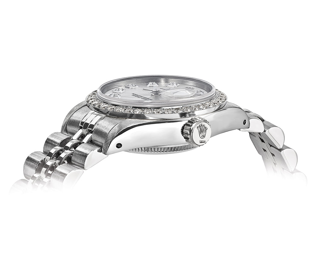 Rolex DateJust 26mm Silver Dial-Diamond Bezel 1.50ct