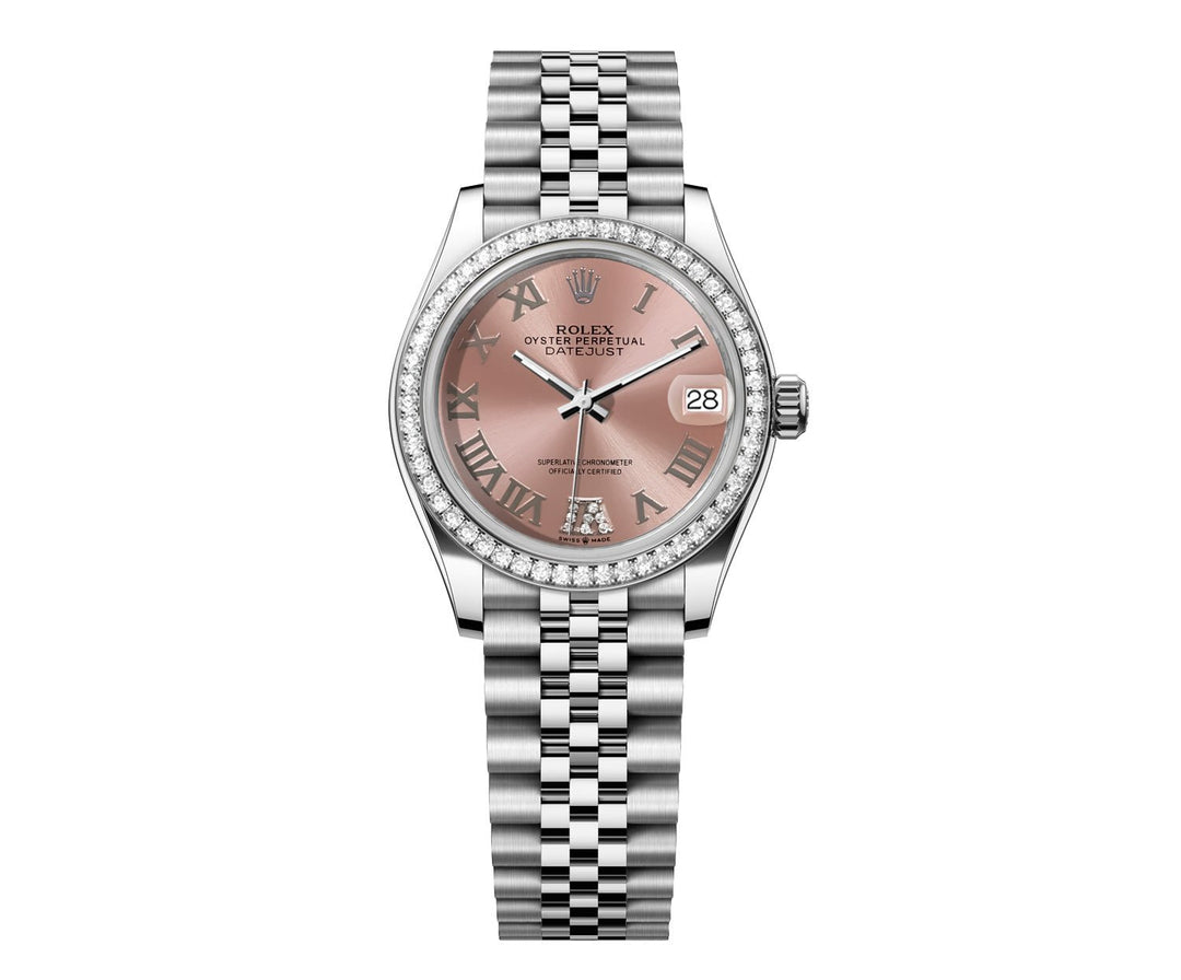 Rolex DateJust 31mm Pink Roman Diamond Dial - Diamond Bezel 68273