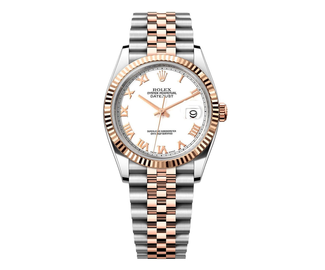 Rolex Datejust 36mm Two Tone Factory White Roman Dial 116231