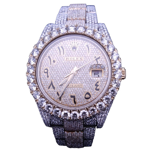 Rolex Datejust 41 mm Diamond Iced Out 25 Carats Arabic two tone Watch