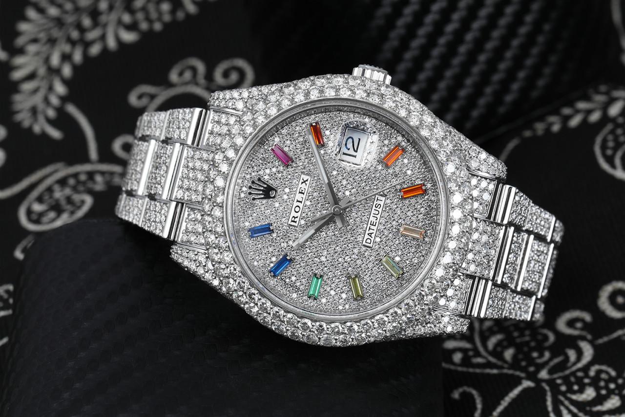 Rolex Datejust II 41mm Stainless Steel Fully Iced Out Watch