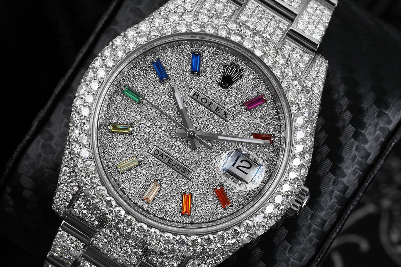 Rolex Datejust II 41mm Stainless Steel Fully Iced Out Watch