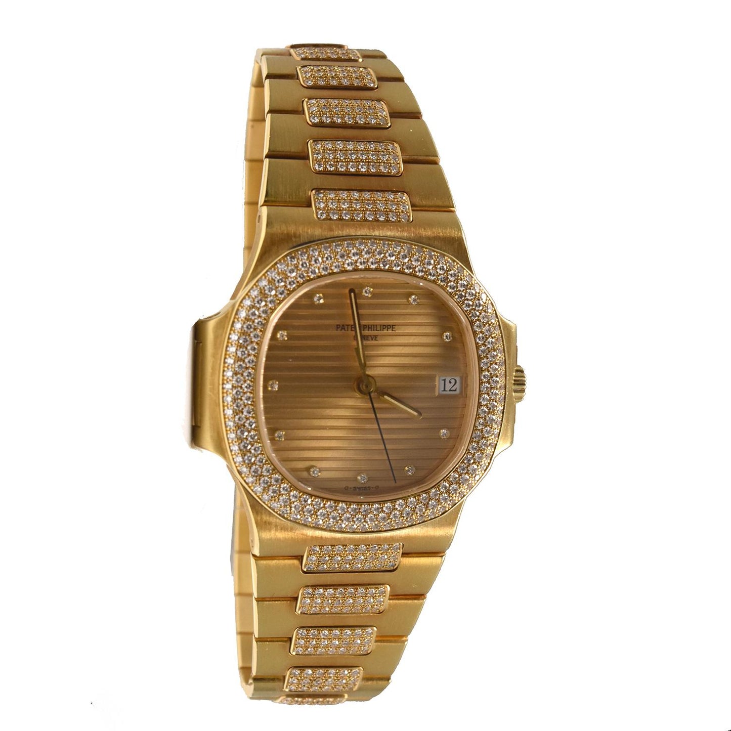 Patek Philippe Nautilus 3800/1 in 18k Yellow Gold with Custom Diamond Watch