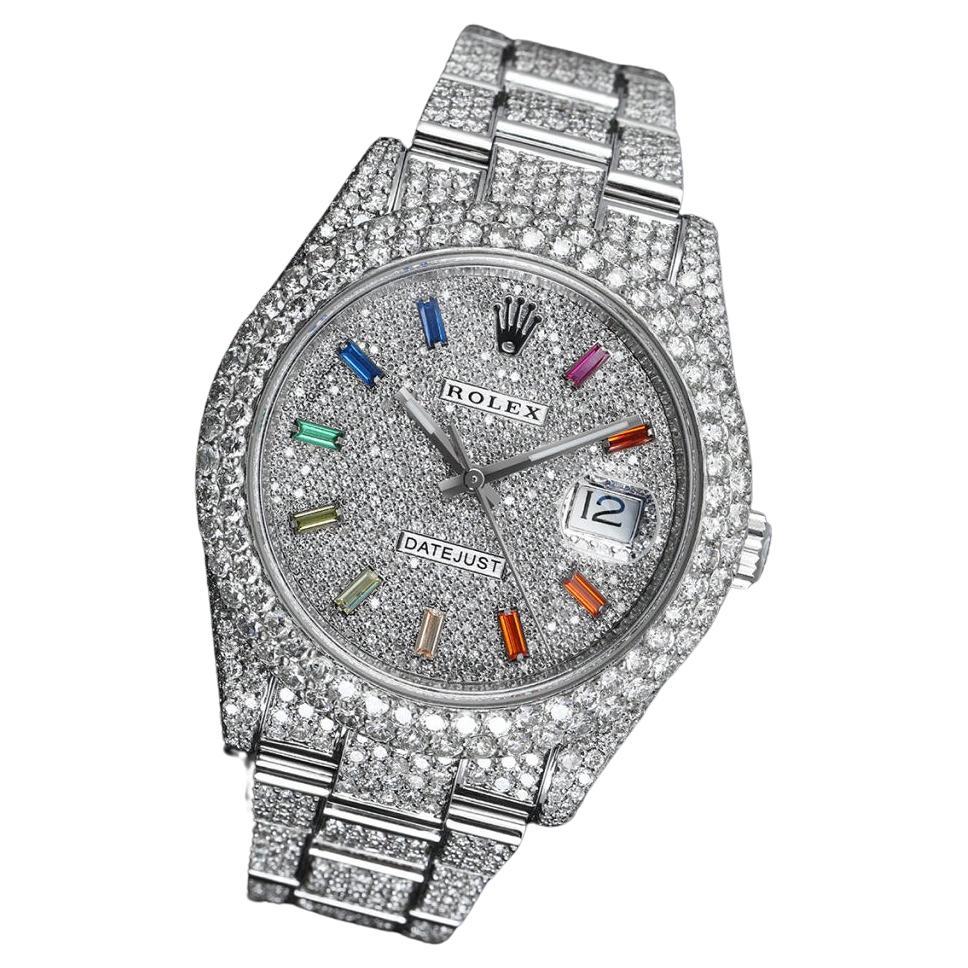 Rolex Datejust II 41mm Stainless Steel Fully Iced Out Watch