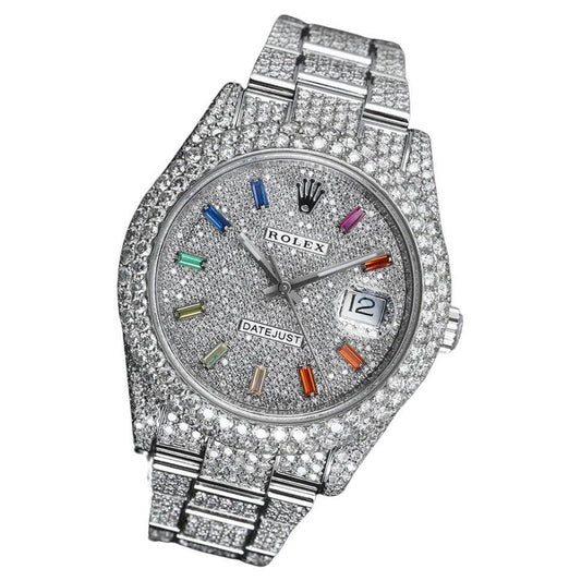 Rolex Datejust II 41mm Stainless Steel Fully Iced Out Watch