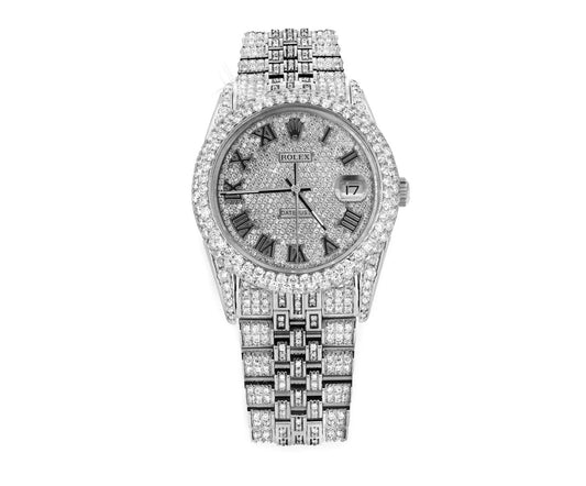 Rolex 36mm Date-just Full Diamonds - Custom Roman Dial 11.0ct
