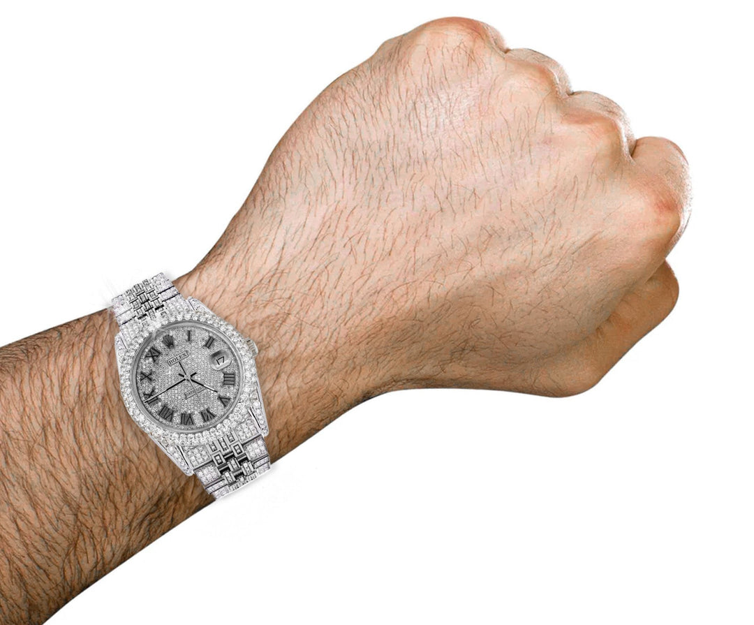 Rolex 36mm Date-just Full Diamonds - Custom Roman Dial 11.0ct