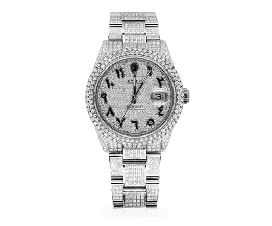 Rolex 36mm Datejust Full Diamonds - Custom Arabic Dial 11.0ct