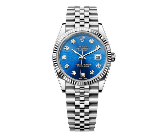 Rolex Date-Just 36mm Jubilee SS - Light Blue Gem Dial