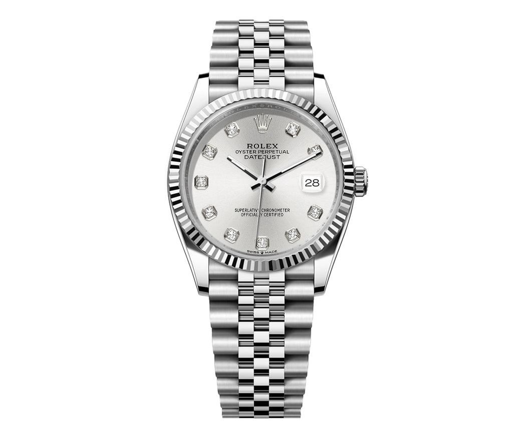 Rolex Date-Just 36mm Jubilee SS - Silver Gem Dial