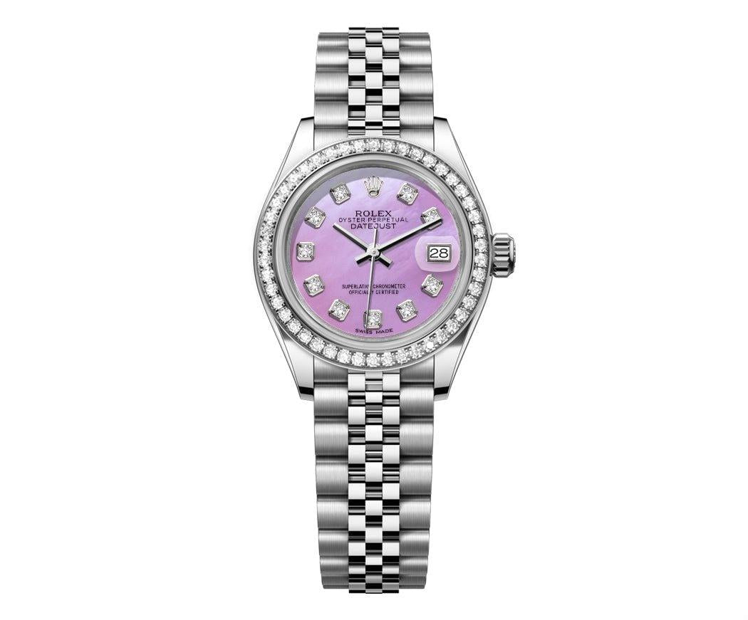 Rolex DateJust 26mm Mop Purple Dial-Diamond Bezel 1.50ct
