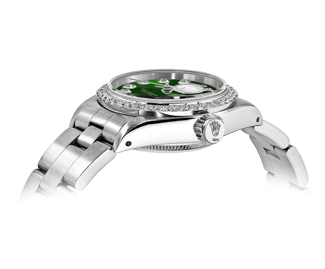 Rolex DateJust 26mm Oyster Green Dial-Diamond Bezel 1.50ct