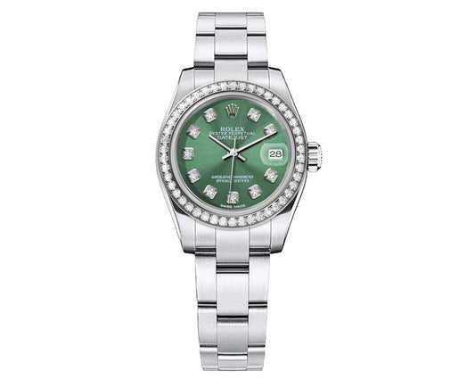 Rolex DateJust 26mm Oyster Green Dial-Diamond Bezel 1.50ct