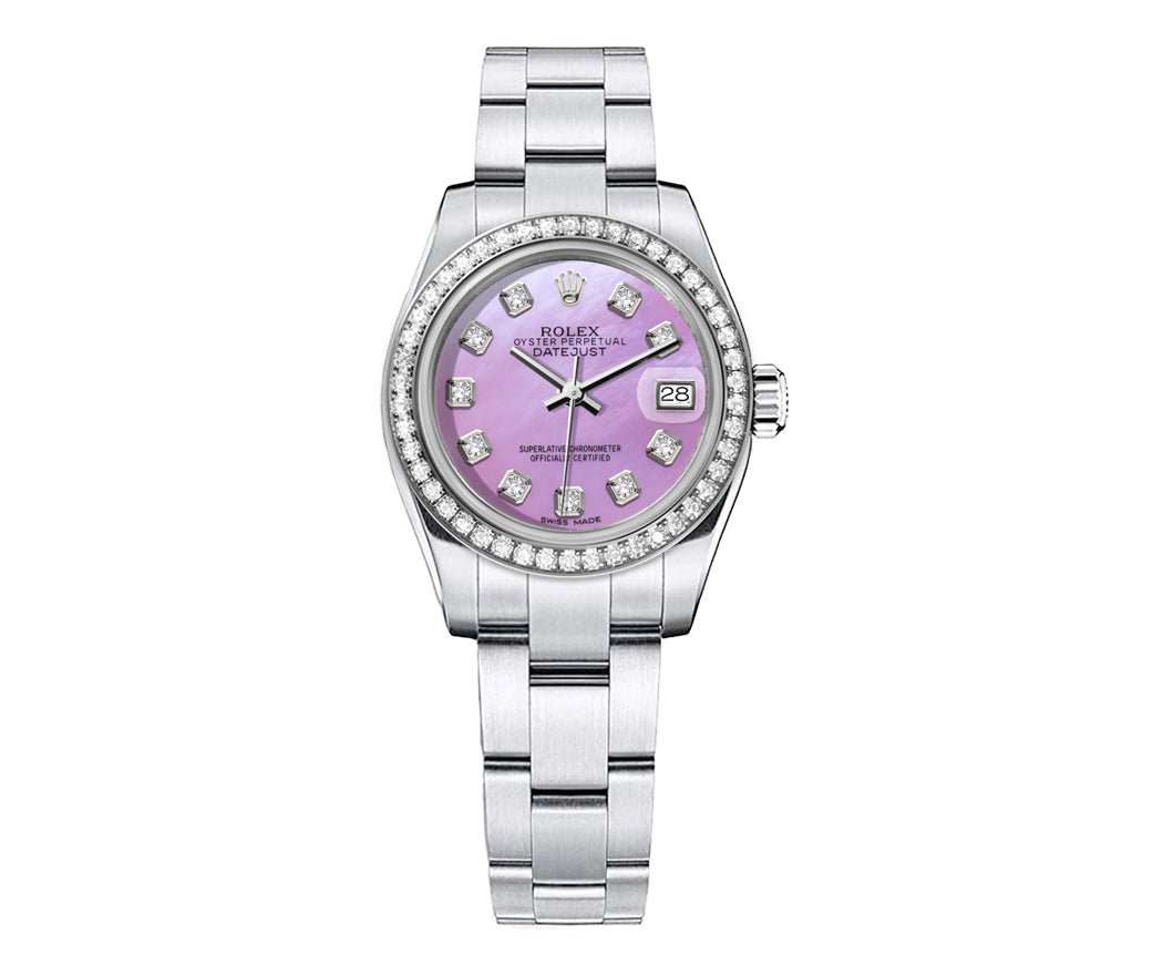 Rolex DateJust 26mm Oyster Purple Dial-Diamond Bezel 1.50ct