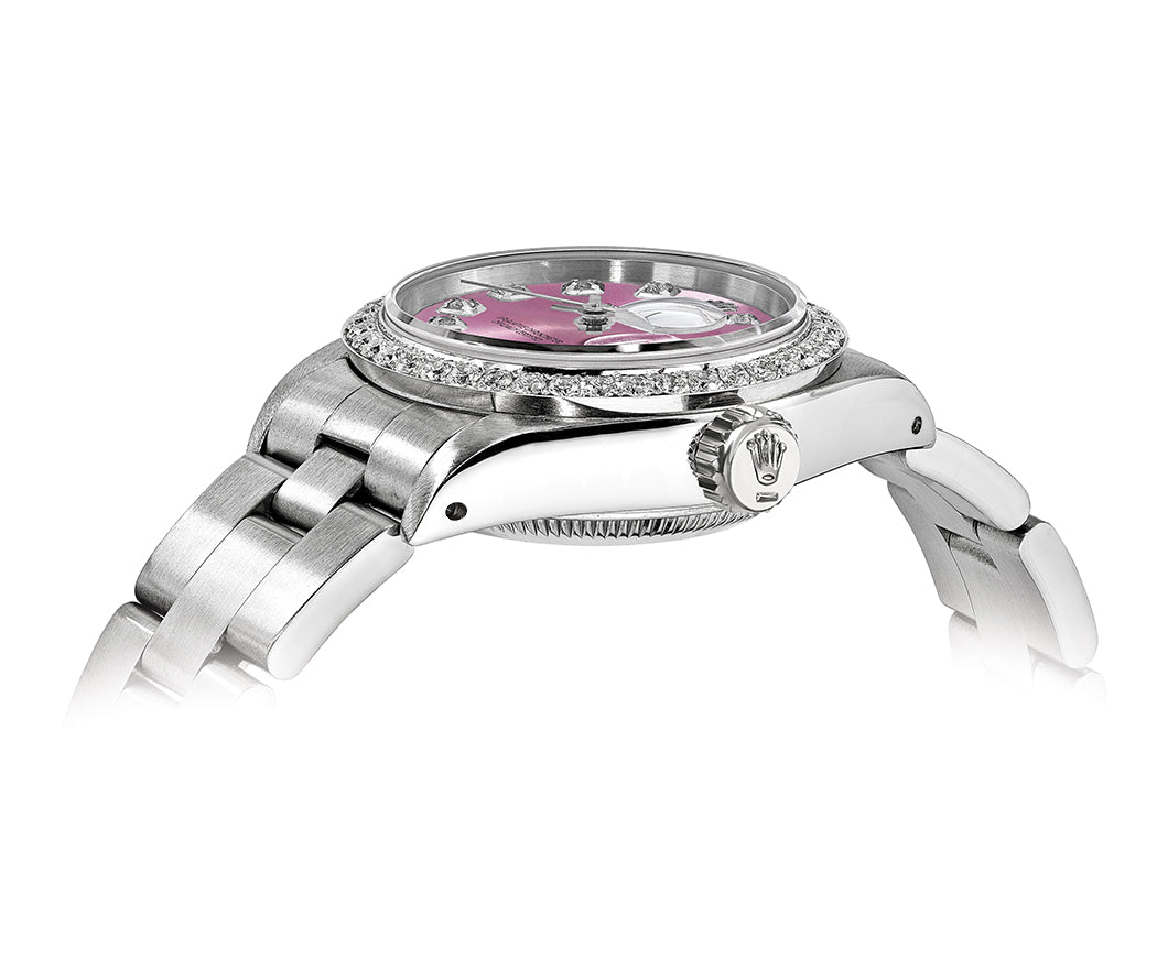 Rolex DateJust 26mm Oyster Purple Dial-Diamond Bezel 1.50ct