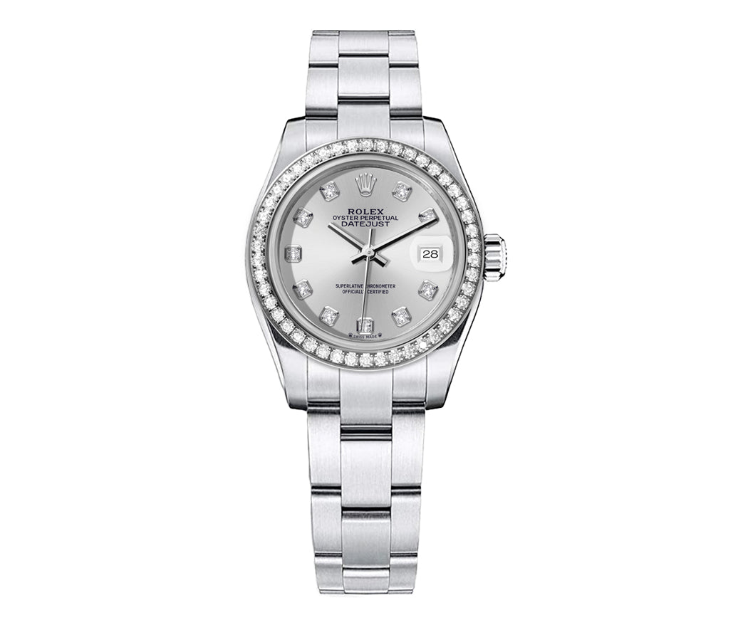Rolex DateJust 26mm Oyster Silver Dial-Diamond Bezel 1.50ct