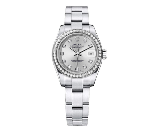 Rolex DateJust 26mm Oyster Silver Dial-Diamond Bezel 1.50ct