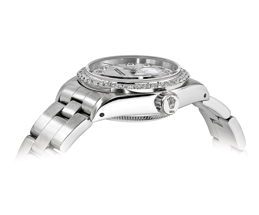 Rolex DateJust 26mm Oyster Silver Dial-Diamond Bezel 1.50ct