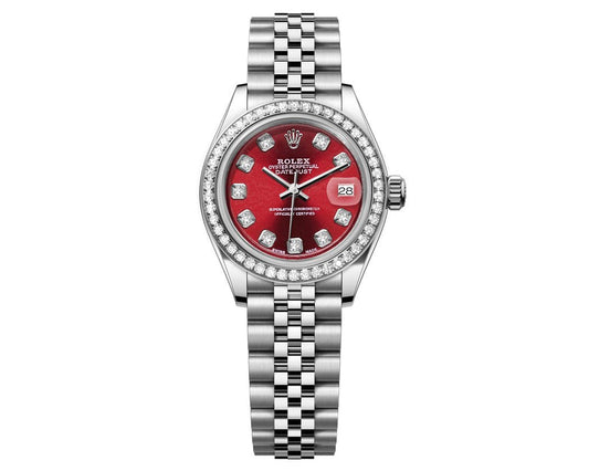 Rolex DateJust 26mm Red Dial-Diamond Bezel 1.50ct