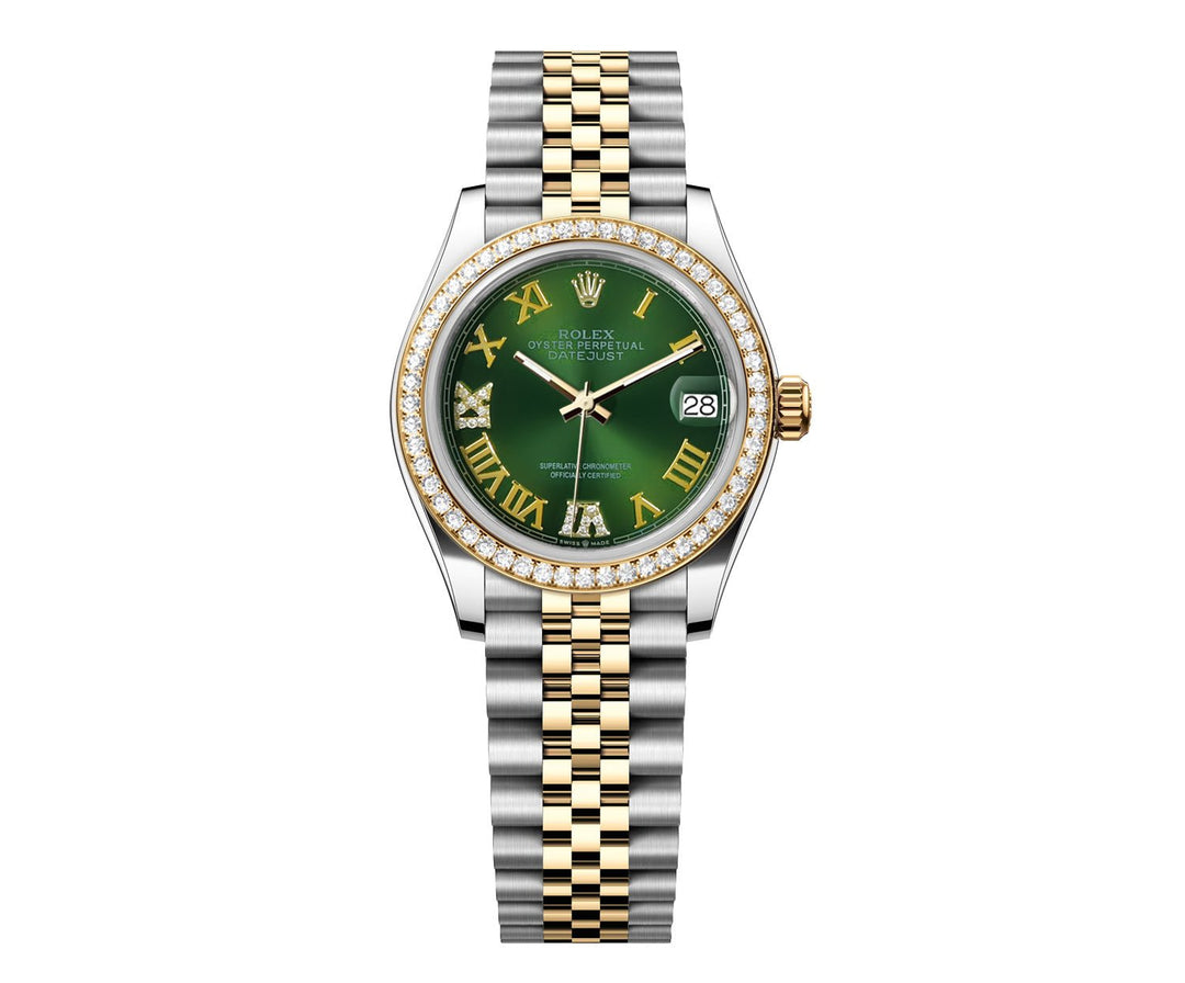 Rolex DateJust 31mm Green Roman Diamond Dial - Diamond Bezel 68273