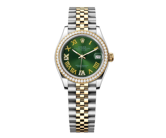 Rolex DateJust 31mm Green Roman Diamond Dial - Diamond Bezel 68273
