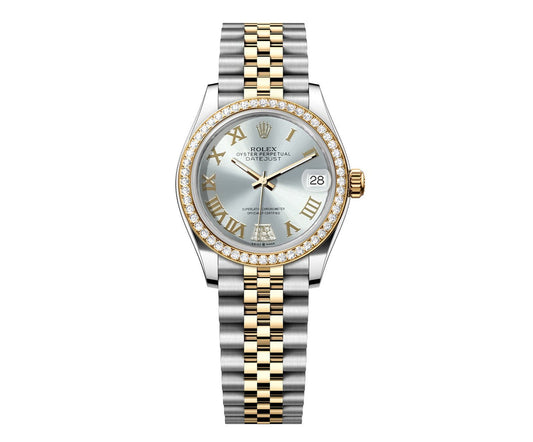 Rolex DateJust 31mm Silver Roman Diamond Dial 68273 - Diamond Bezel