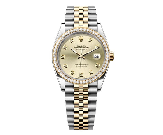 Rolex DateJust 36mm Champage Gem Dial-Diamond Bezel 1.50ct