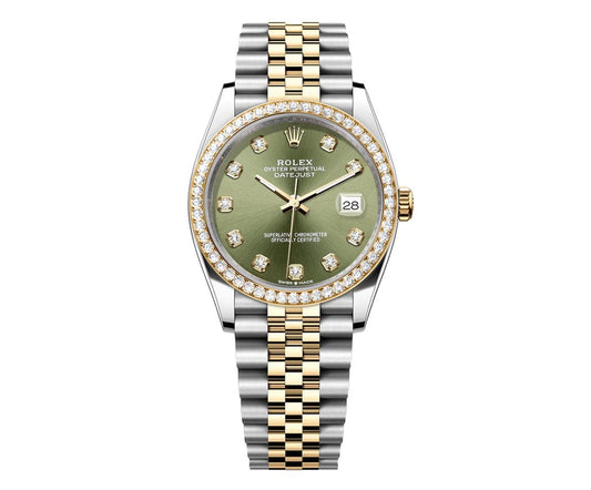 Rolex DateJust 36mm Green Gem Dial-Diamond Bezel 1.50ct