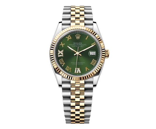 Rolex DateJust 36mm Jubilee - Green Roman Diamond Dial 16013