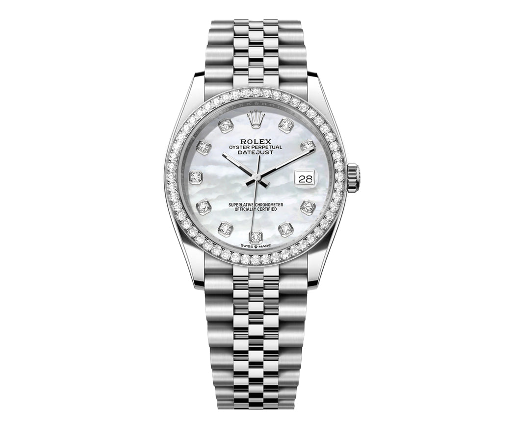 Rolex DateJust 36mm Jubilee-Pearl Dial-Diamond Bezel 1.50ct