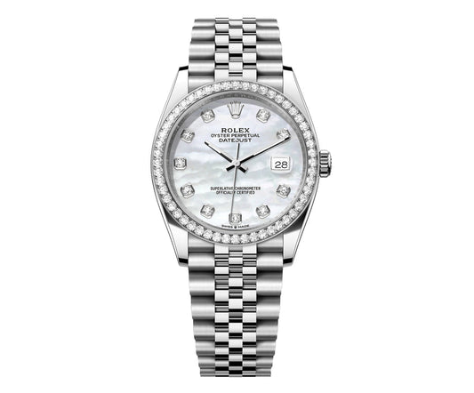 Rolex DateJust 36mm Jubilee-Pearl Dial-Diamond Bezel 1.50ct