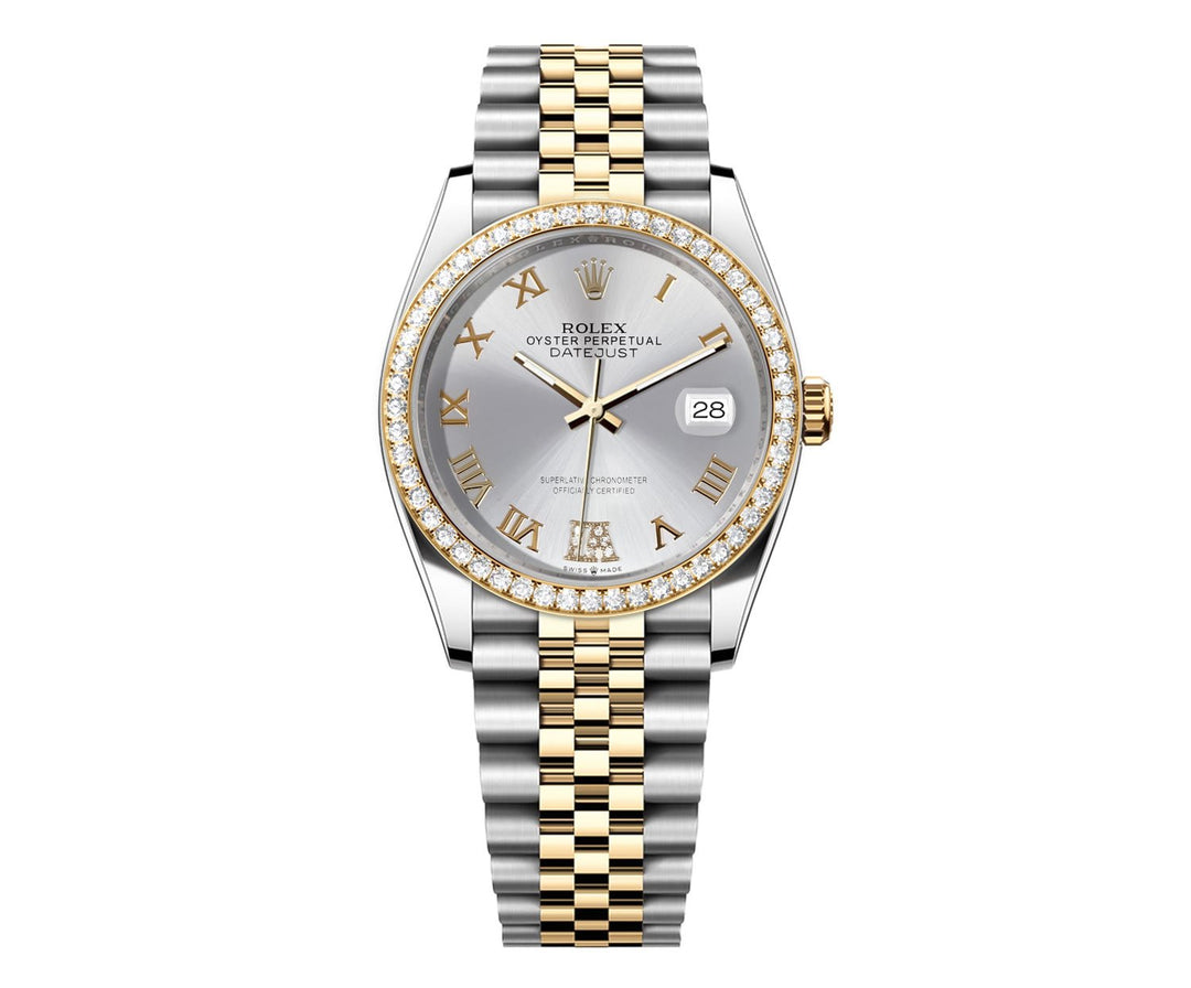 Rolex DateJust 36mm Silver Roman Diamond Dial - Diamond Bezel 16013