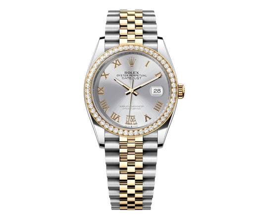 Rolex DateJust 36mm Silver Roman Diamond Dial - Diamond Bezel 16013