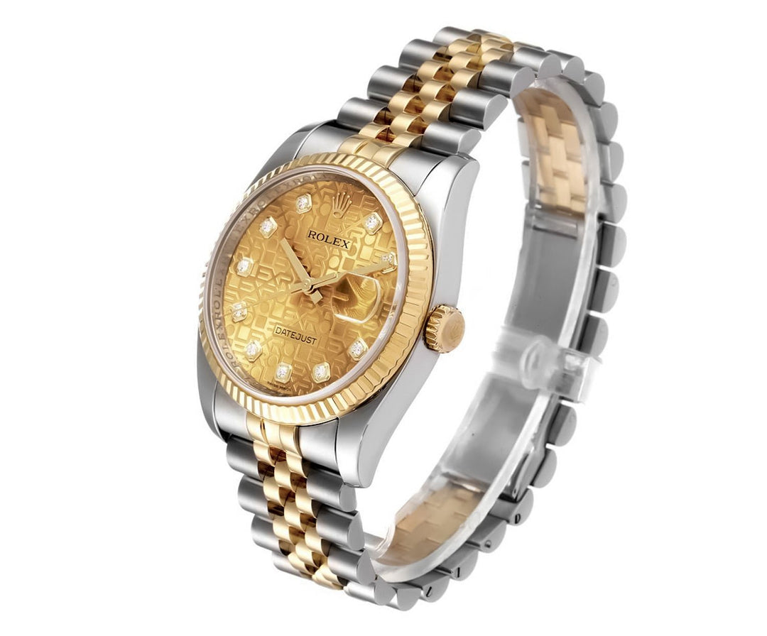 Rolex Datejust 36mm Two Tone Factory Champagne dial 116233