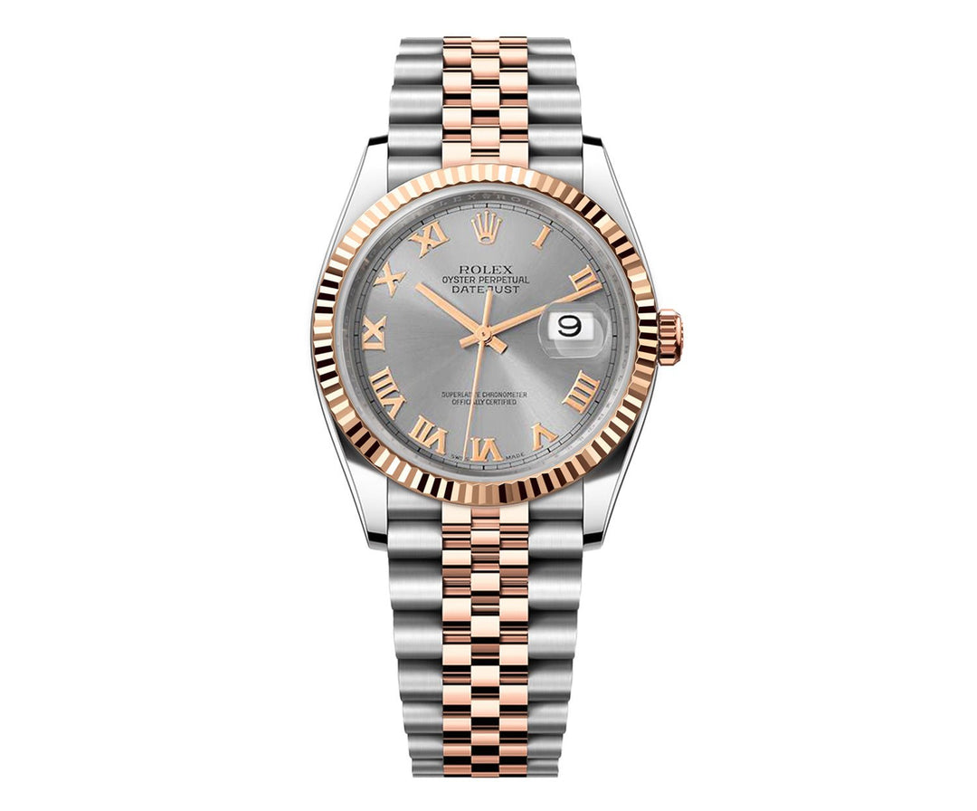 Rolex Datejust 36mm Two Tone Factory Silver Roman Dial 116231